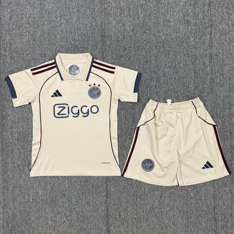Kids-Ajax 25/26 Third Light Beige Soccer Jersey